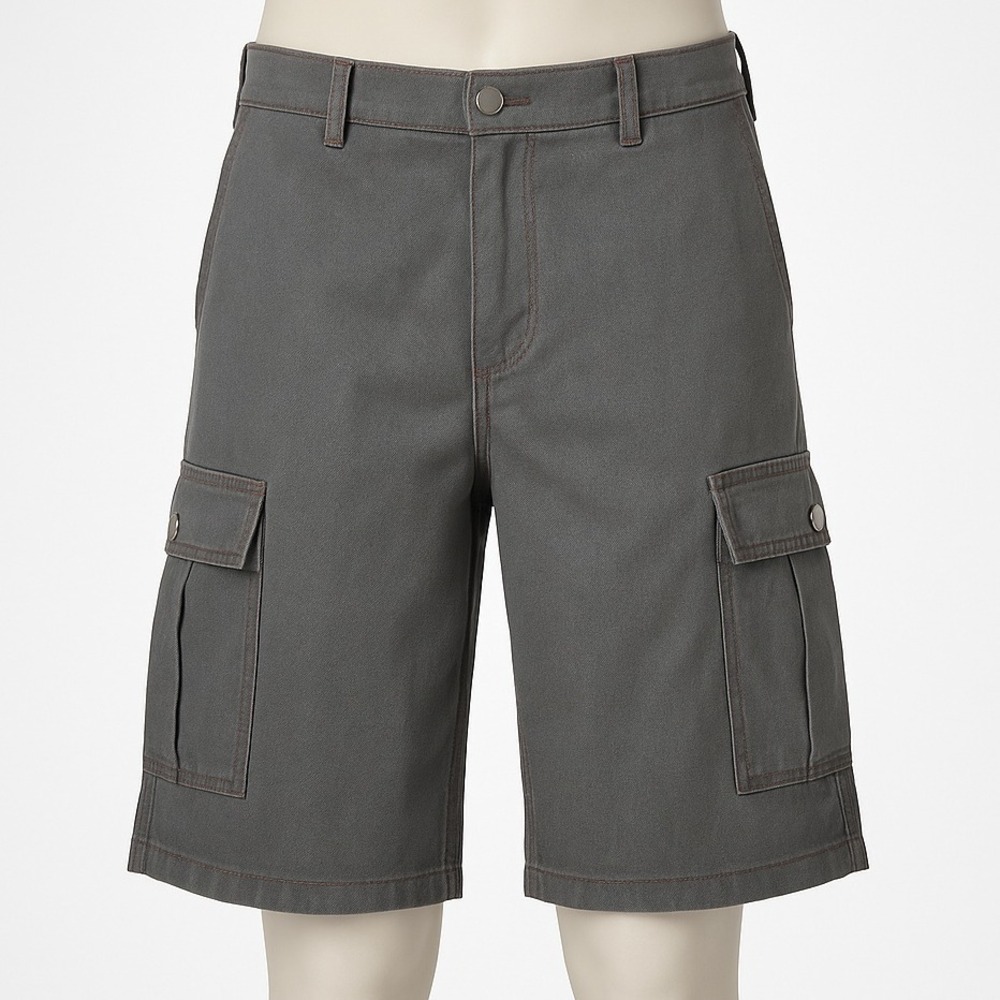 Vintage Y2K Womens Cargo Oversized‎ Shorts Size M Gray Button Pockets Utility